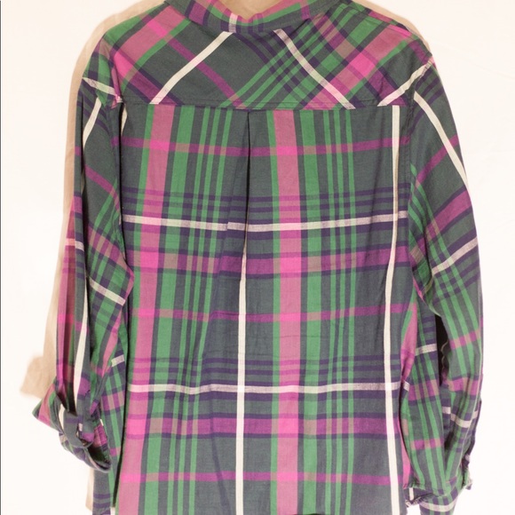 Ava & Viv Green/Purple Plaid Button-Up Top - Picture 7 of 8